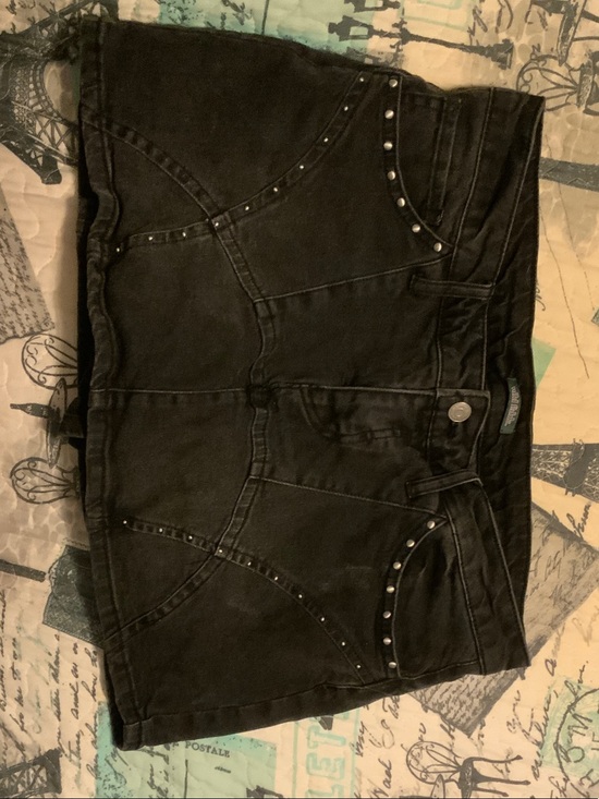 wild fable Dresses & Skirts - Black Studded Denim Mini Skort